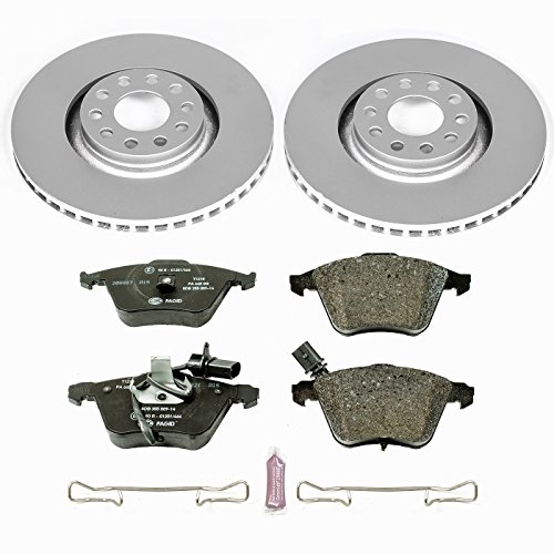 Image of PowerStop Euro-Stop Fully Coated Front Brake Kit For Audi A6 2002-04 |A6 Quattro 2002-04 |Allroad Quattro 2001-05 - ECE-R90 Certified Brake Pads + Disc Rotor Upgrade, ESK891