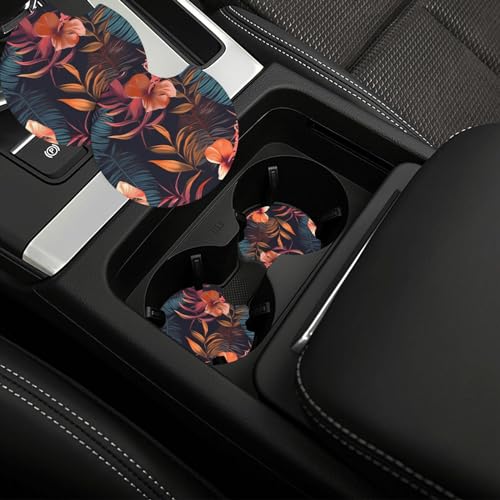 Portavasos para auto 2 unidades con diseño floral tropical miniatura 1
