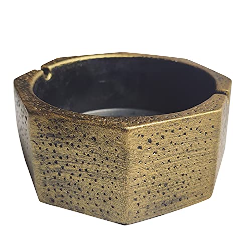 Lumeishi Concrete Cigarette Ashtray, Outdoor Ashtray, Imitated Metalï¼ŒPersonality Creative Geometric Ashtray, Patio Ashtray,Garden Ashtray, Geometric Ashtray for Indoor or Outdoor Use ï¼ˆGoldï¼‰