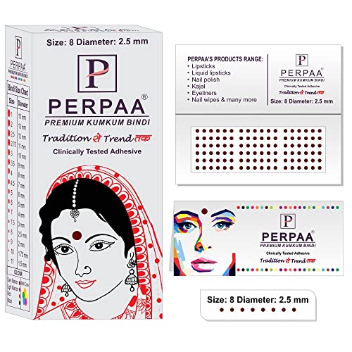 Image of PERPAA Kumkum Dark Maroon Round Bindi Book for Ladies Forehead Pack of 2-15 Flaps Each Box (Stick On) (08,Diameter 2.5mm)