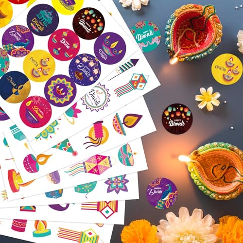 32-Sheets-Happy-Diwali-Stickers-Diwali-Stickers-for-Cards-Box-Envelope-Seals-Labels-Decals-Gifts-Deepavali-Stickers-Indian-Festival-of-Lights-Diwali-Party-Decoration-Supplies