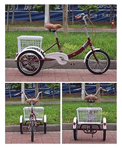ZJZ Volwassen driewielers 20 inch 3-wielige fiets met winkelmandje Trike fiets voor winkelen picknick buitensporten… - Afbeelding 3