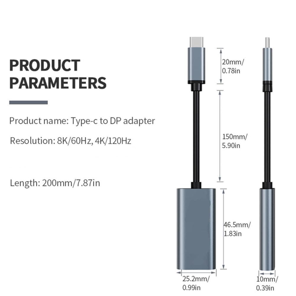 USB C do DisplayPort 1.4 8K przy 60 Hz 4K przy 144 Hz kompatybilny z laptopami Thunderbolt 4 Thunderbolt 3 15 16 17