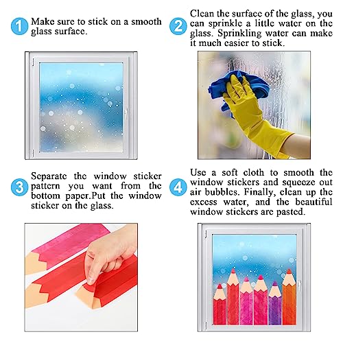 Image of Whaline 9 Sheets Back to School Pencil Window Clings