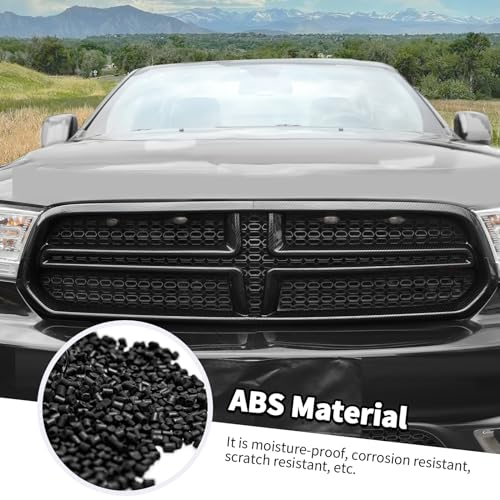 Image of Jimen Compatible with Dodge Durango 2014-2020, 4PCS Front Grill Cover Grille Overlay Trim (Carbon Fiber)