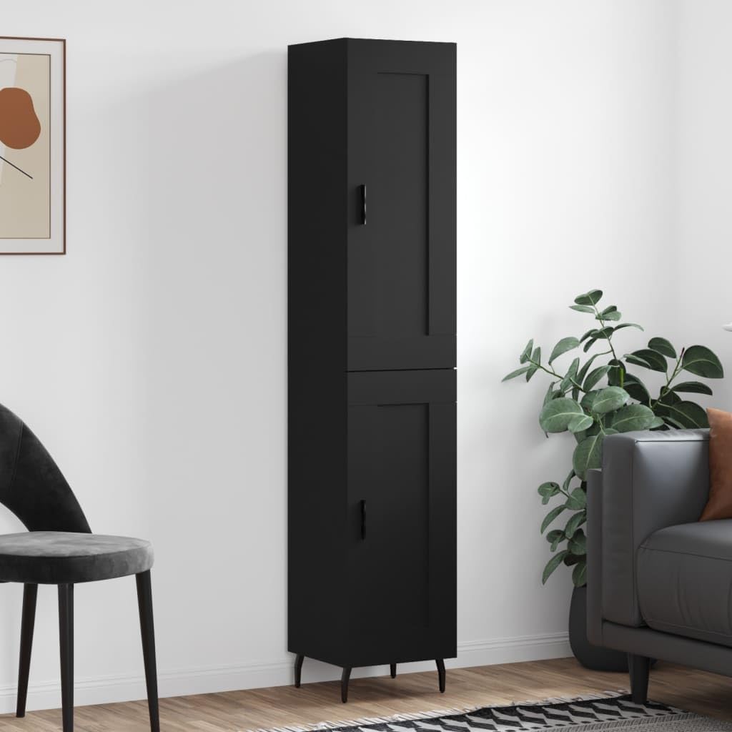 Aparador negro vertical de 180 cm para organizar el salón o comedor moderno