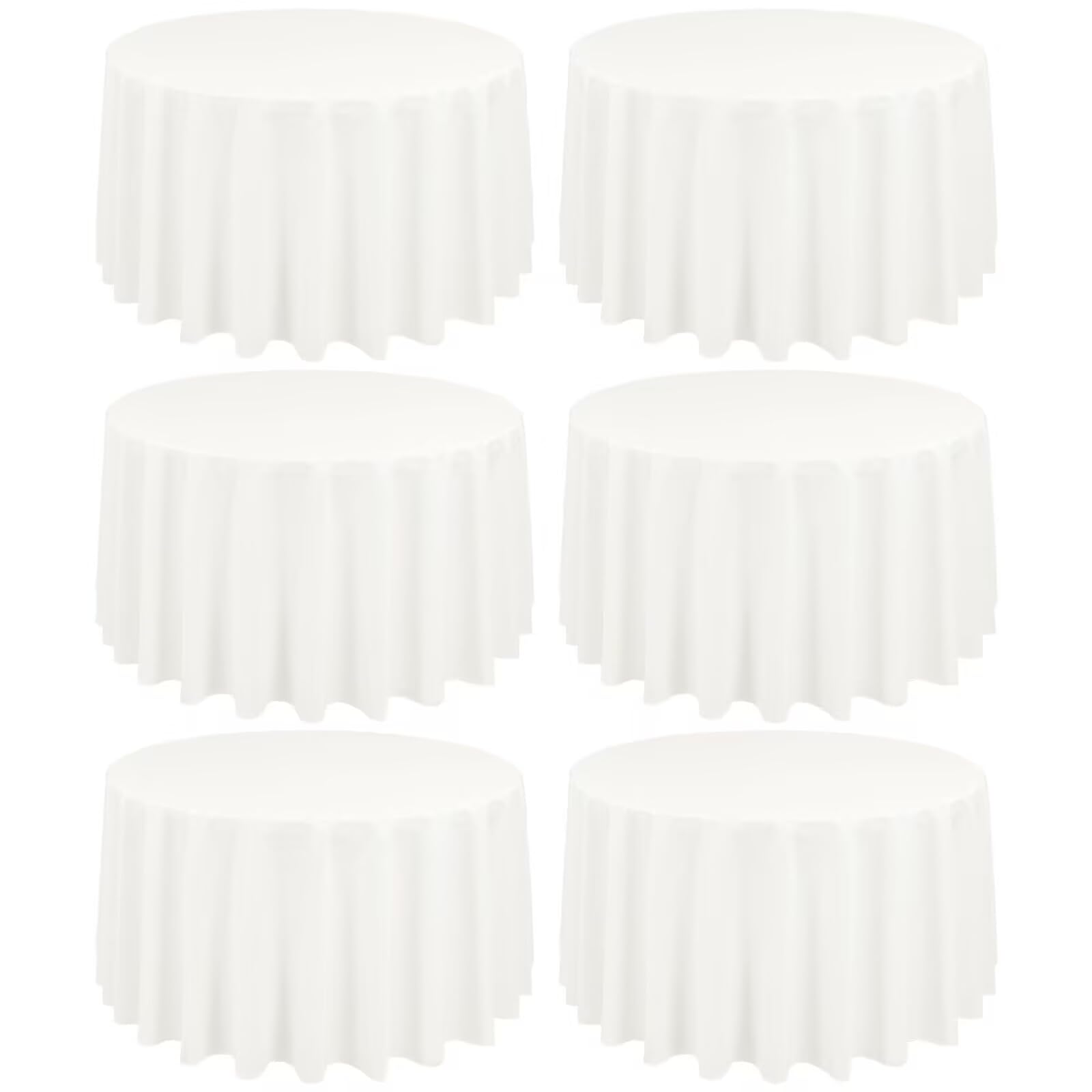 REWOMC 6 Pack Ivory Round Tablecloths - 120 Inch, Polyester Table Covers - Stain & Wrinkle Resistant, Washable Fabric Table Cloths for Wedding Banquet