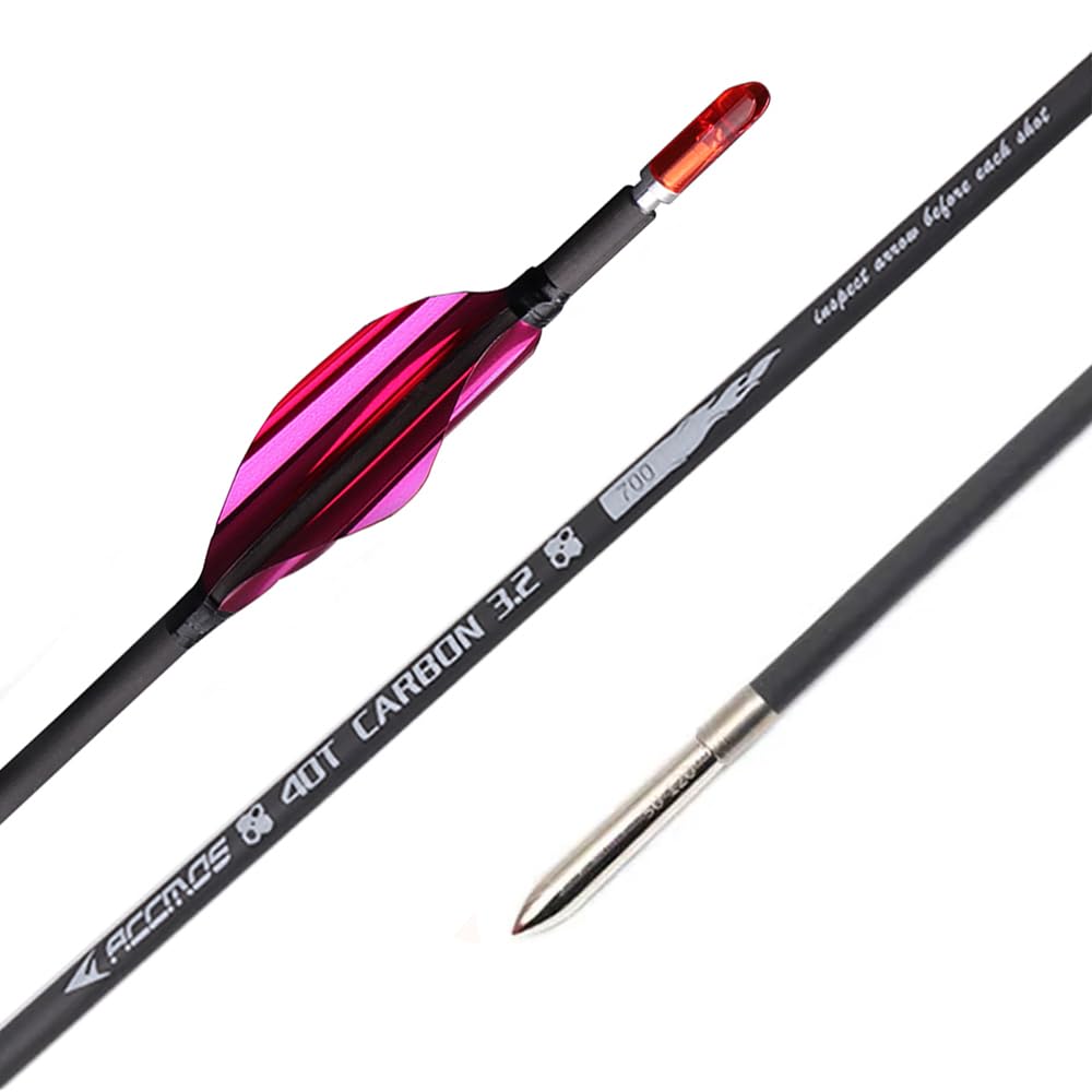 12 Pezzi Frecce con Piume a Spirale, Lunghezza Dell'asta 30 Pollici, ID 3,2 mm, Spine 900 (Pink)