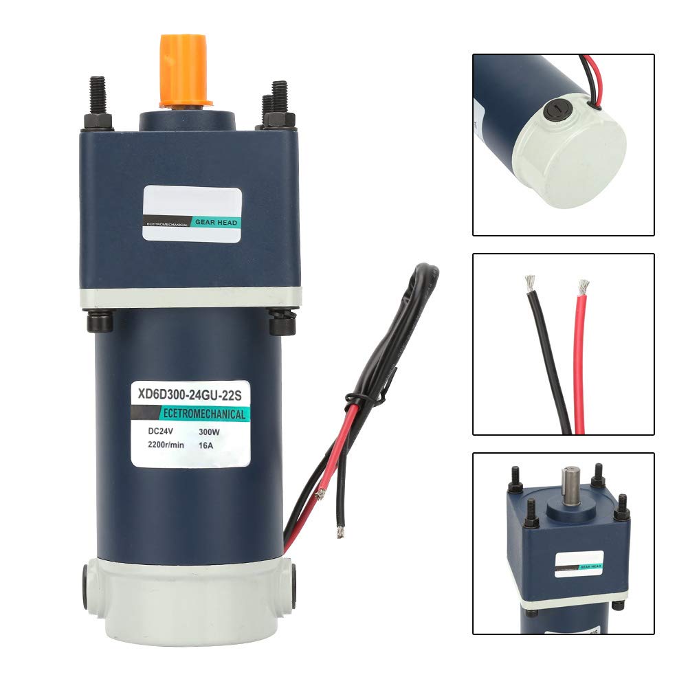 Motor CC de alta torsión de 24 V 300 W con reductor de engranajes y eje con llave para un uso versátil (300 RPM)