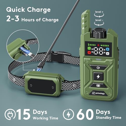Image of Wireless Dog Fence & Training Collar - Waterproof Electric Fence System with Remote, Pet Containment, Adjustable Range 33-1000ft, Safe Shock /Vibration /Beep Modes (Green with 2 Collars)