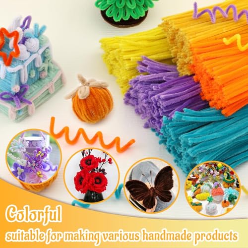 Image of Mnuizu 200Pcs Pipe Cleaners, Pipe Cleaner Chenille Stems DIY Craft Supplies | Bright Pipe Cleaners Craft Supplies, Fuzzy Sticks Pipe Cleaner Bulk for DIY Art Creative Craft Decoration, Yellow