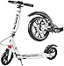 Scooter Adulte Pliant Trottinette for Adultes Jeunes Enfants - Brake Big Wheels Main de Luxe en Aluminium Planeur Double Suspension et Capacité de Hauteur réglable (Color : White)