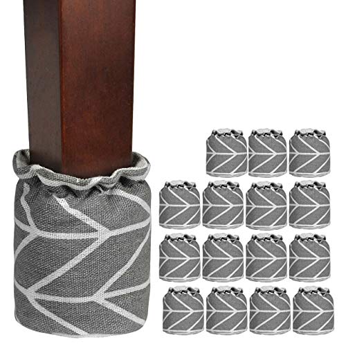 WarmHut Chair Leg Floor Protectors, 16pcs Table Furniture Leg Feet Tips Cloth Leg Caps, Wood Floor Protectors, Home Decoration (Linen Grey)