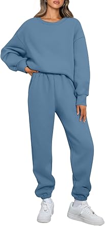 AUTOMET Womens 2 Piece Outfits Sweatsuit Oversized Sweatshirt Lounge Sets Baggy Sweatpants Fall Fashion with Pockets