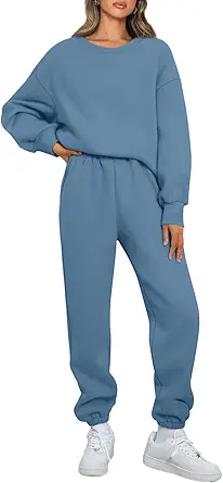 AUTOMET Womens 2 Piece Outfits Sweatsuit Oversized Sweatshirt Lounge Sets Baggy Sweatpants Fall Fashion with Pockets
