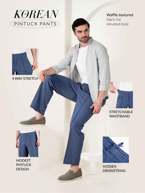Image of The Pant Project Relaxed Fit Korean Pintuck Pants for Men | Stylish Relax Fit Men's Wear Trousers for Office or Party | Mens Fashion Dress Trouser Pant