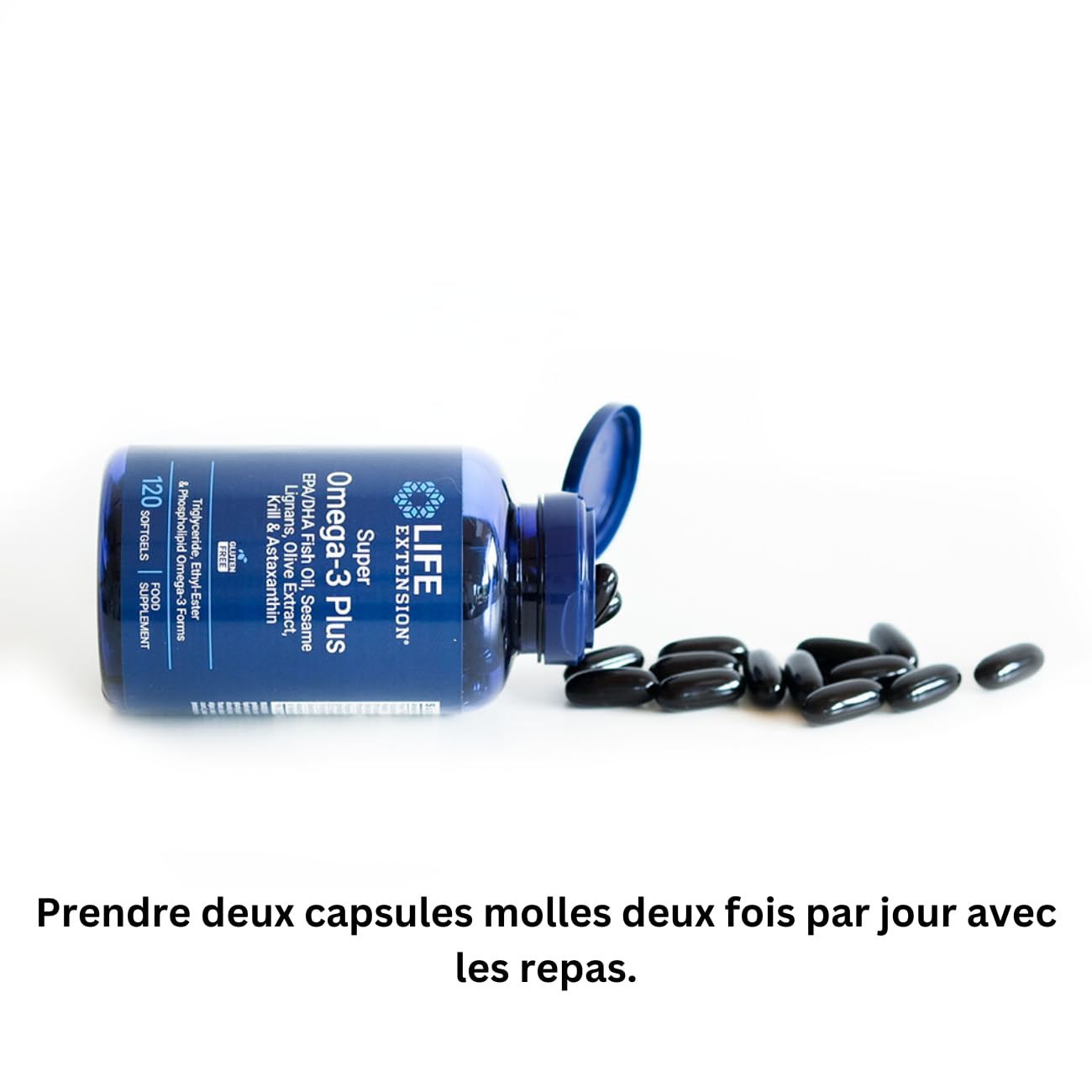Life Extension - Super Omega-3 Plus EPA/DHA 120 Gélules - Lignanes de Sésame, Extrait d'Olive, Krill et Astaxanthine - Oméga-3 Haute Dose pour la Santé Cardiaque et Cérébrale