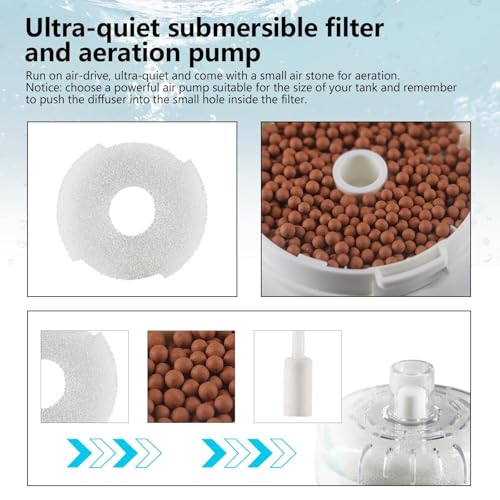 Image of Aquarium Small Fish Tank Filter - Mini Fish Tank for 2-15 Gallon Tanks Bio Sponge Filter, Ultra Quiet Submersible Aeration Filters for Breeding Fry Betta Shrimp Tanks