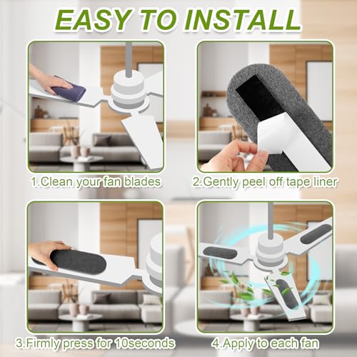 Image of Tuanse 20 Pack Ceiling Fan Filters for Blades, Activated Coconut Activated Zeolite Ceiling Fan Air Filter, Stick Air Filter Purifiers for Common Household Contaminants (Light Gray)