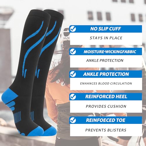 fenglaoda 3 Pairs Compression Socks for Women & Men Knee High Nurse Pregnant Cute Medical Running Travel Athletic3