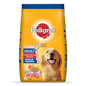 Pedigree Dry Food for Adult Dogs, Chicken & Vegetables Flavour, 3kg Pack