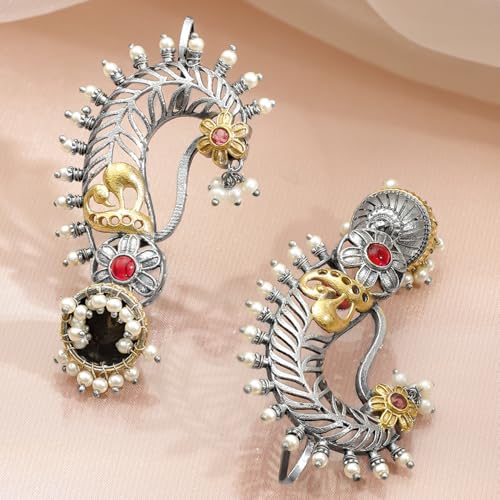 Image of Rubans Ear Cuff Jhumka Earrings Indian Ethnic Jewellery Gift for Women & Girls
