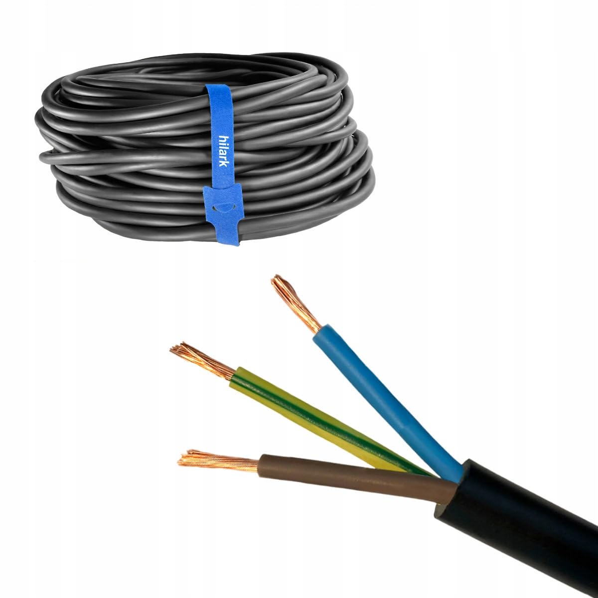 Hilark Cable Tech Câble en caoutchouc H07RN-F OnPd 3x1,5 souple 100% cuivre 50m