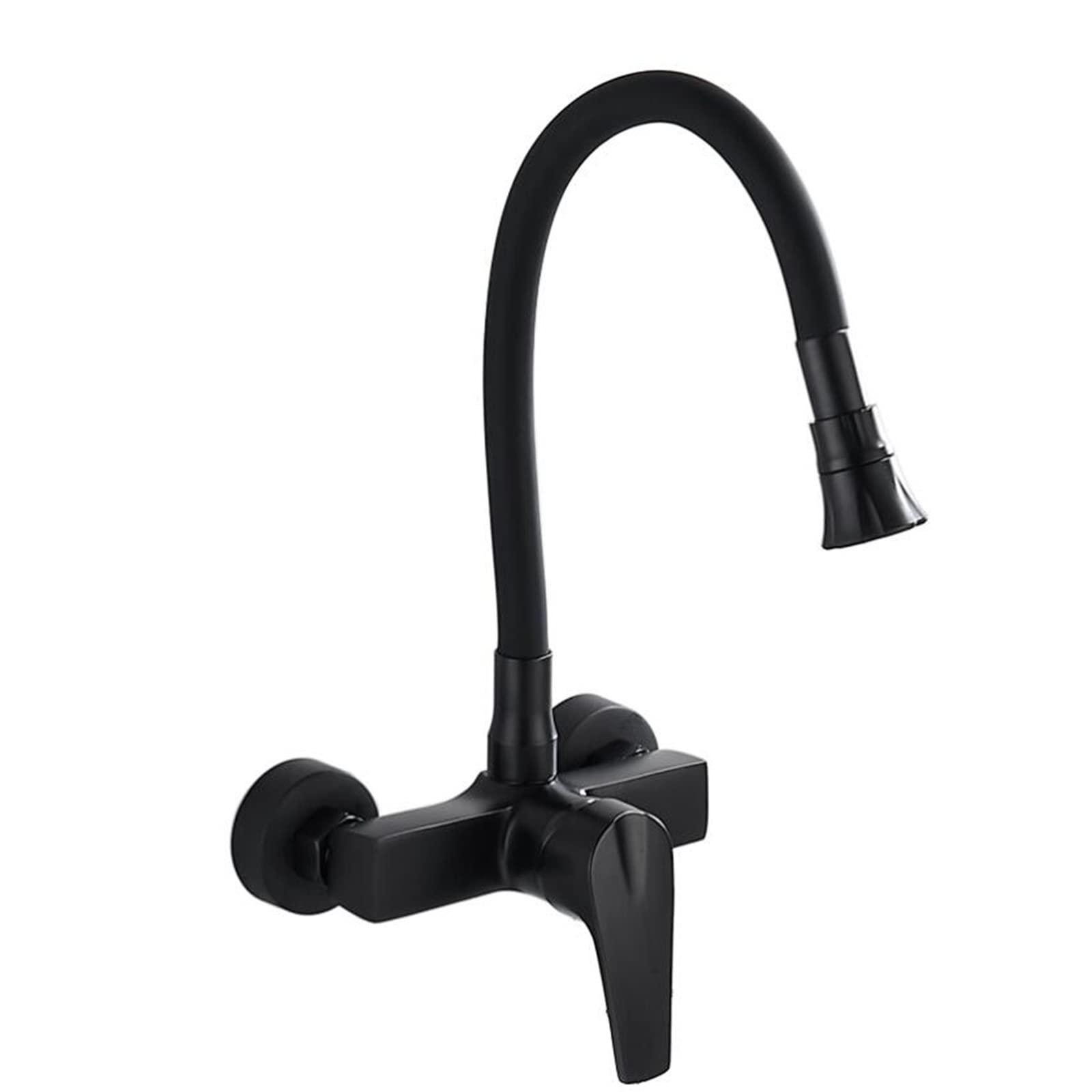 ZYCHSJXA Kitchen Mixer Faucet Wall Mounted Swivel Hot and Cold Water Double Hole Faucets Black