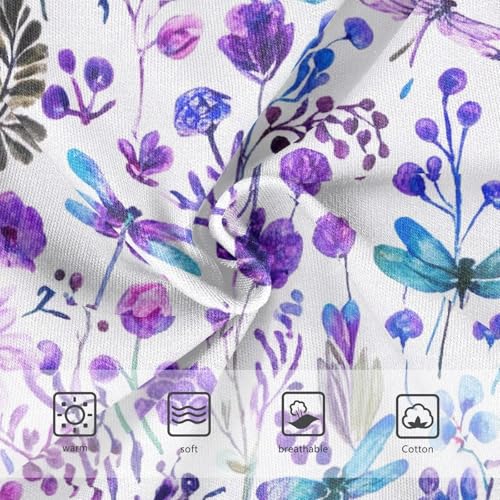 Purple Flowers Teal Dragonflies Cute Panties Girl Toddler Girls Underwear Cotton Animals Briefs Girls Undies 2t3