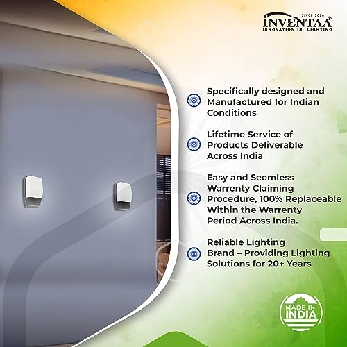 Image of INVENTAA Polycarbonate EXLA Bulkhead Outdoor Lights Waterproof|12W Balcony Lights Wall Exterior Wall Lights Waterproof|Bulkhead Light Outdoor Wall Lights Waterproof Led Lights for Outdoor Wall