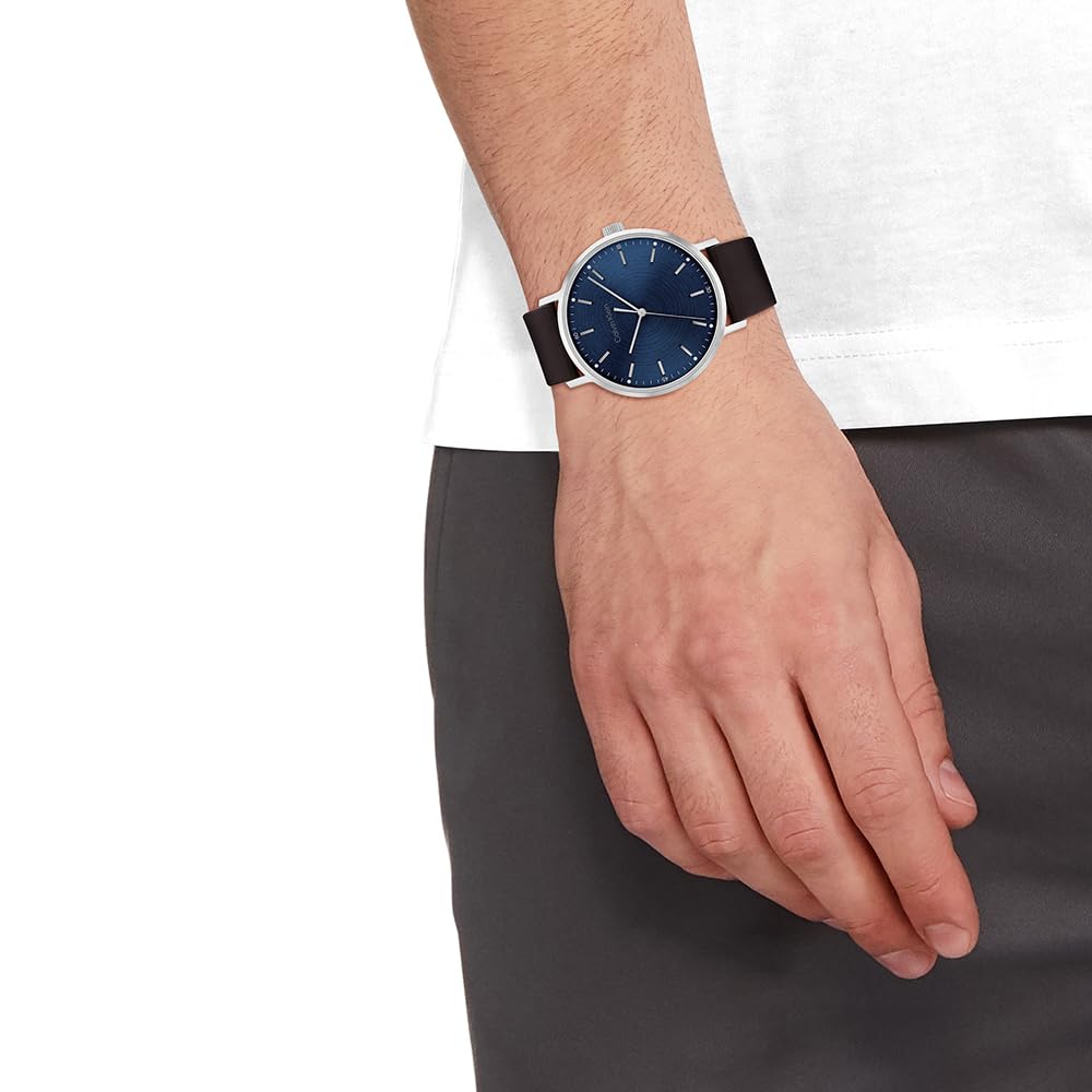 Calvin Klein Orologio Analogico al Quarzo per Uomo Collezione Modern Mesh con Cinturino in Pelle o Acciaio Inossidabile in Maglia o Maglie