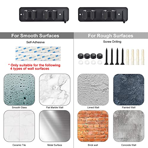 Kozci 2 Pack Broom Holder Wall Mount, Anti-Slip Mop Holder Broom Organizer Wall Mount Self Adhesive Stainless Steel Tool Storage Rack Broom Hanger For Kitchen Garden Garage (2 Racks 1 Hook) #TOP5