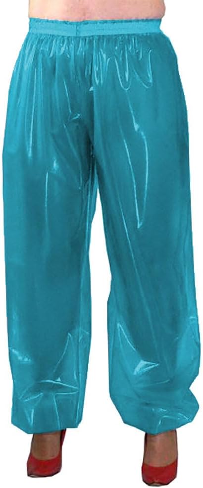 fetish queen Women's Loose Casual Clear PVC Harem Pants Long Trousers See Through Bloomers Dancewear