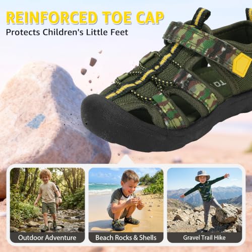 Image of Wide Toe Box Toddler Sandals Water Shoes Boys Girls Quick Dry Summer Beach