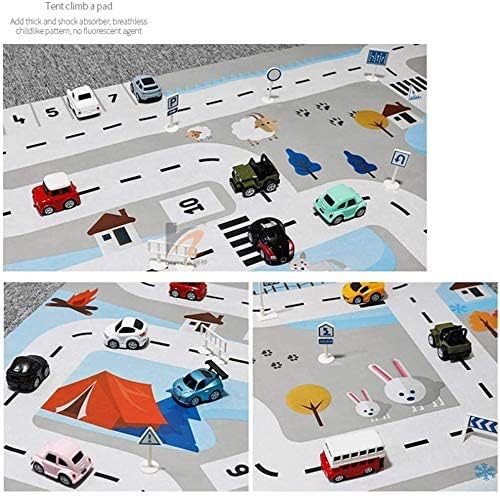 Children's Traffic and Parking Map Car Playmat, Waterproof Educational Road Traffic Play Mat Carpet, Extra Large Thicken Children Learning Carpet Game Play Mat for Bedroom Play Room 8 51+gcmewJSL. AC