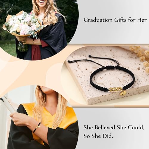 Image of Graduation Gifts for Her 2026 Initial Bracelets for Women High School College Graduation Gifts for Teen 5th 8th Grade Masters Degree Letter A-Z Bracelet Daughter Granddaughter Girlfriend Jewelry