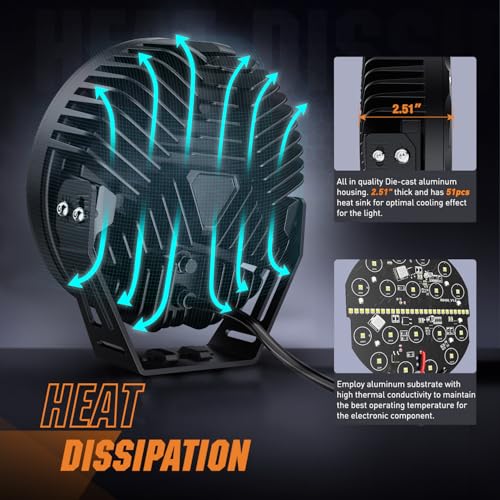 Image of Nilight 7 inch Round LED Offroad Driving Light with Amber DRL 90W IP68