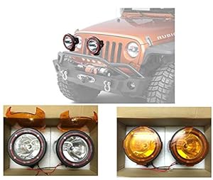 AUTO MT Hid Xenon Fog Light 4 inch Lamp 1000 Meter Work Light All Cars and SUV with Yellow Cover Off Road 1Km Range Off Road Grill Roof Spot/Fog Lamp For Jeep, SUV's, Trucks, ATV's Set of 2