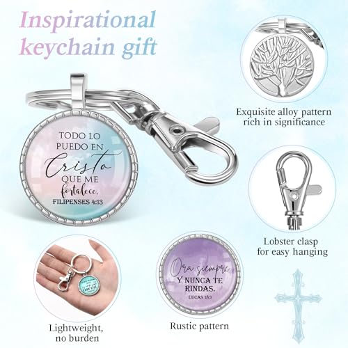 Image of 30 Pcs Spanish Christian Gift for Woman Spanish Bible Verse Keychain Scripture Quote Inspirational Gift for Women