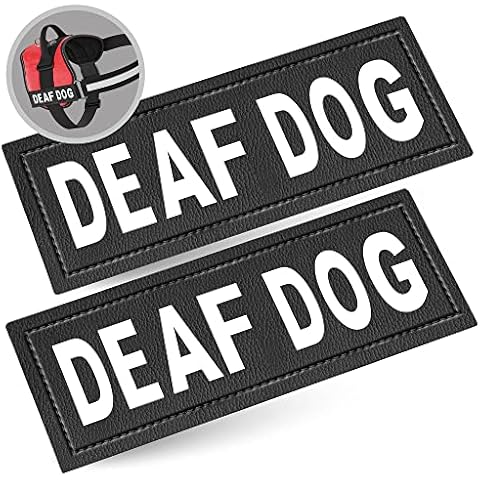 Industrial Puppy Deaf Dog Patch - Attachable Patches with Hook Backing for Deaf Dog Harness or Vest - Deaf Dog Supplies for Collar Cover