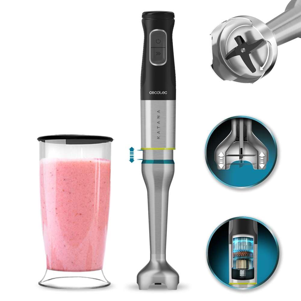 Cecotec Batidora de mano Power TitanBlack 1500 XL TotalMix. Potencia 1500 W, Cuchillas 4 hojas con recubrimiento titanio, Pie XL, Campana antisalpicaduras, Velocidad ajustable, Función Turbo — view 23