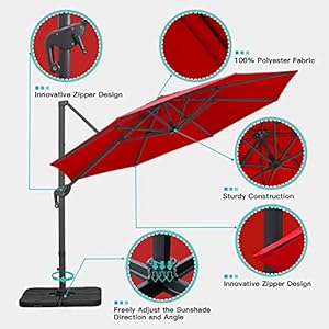 Sunnyglade 11ft cantilever patio umbrella round deluxe offset umbrella 360rotation integrated tilting system heavy duty patio hanging umbrella for market garden deck pool backyard patiored  urban country home decor