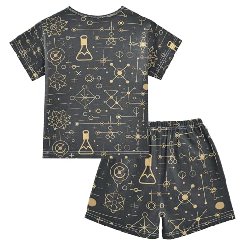 ALAZA Atomic Chemistry Physics Pajamas Set Short Sleeve Cotton Sleepwear Summer Pjs 2 Piece 5-14Y2