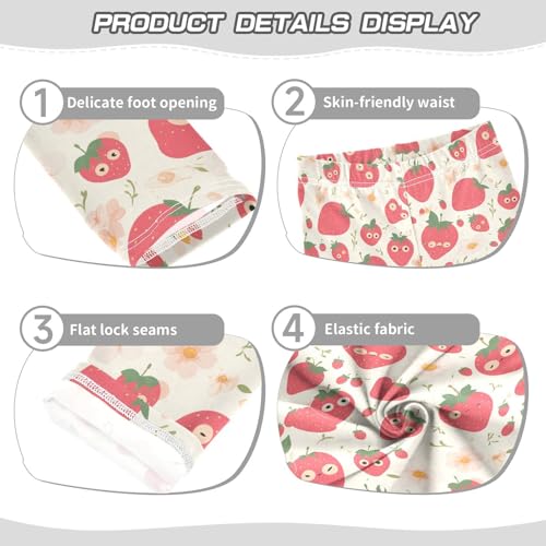 KLL Organic Garden Safari Strawberry Little Girls Leggings Stretch High Waisted Athleisure Pants Exercise3