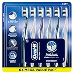 Oral-B Pro Health CrossAction All in One Soft Toothbrushes, Deep Plaque Fighter, Rounded Bristles Gentle on Teeth, Tongue and Cheek Cleaner, Gum Stimulators, 6 Count, Tooth Brush Pack
