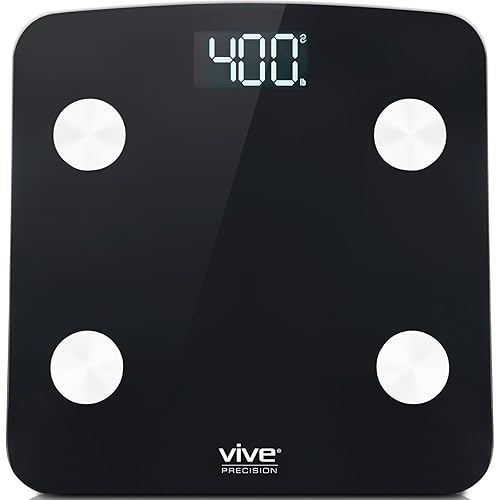 Báscula de baño inteligente para peso corporal (400 libras) Báscula digital con IMC, grasa corporal, masa muscular y 10 medidas adicionales