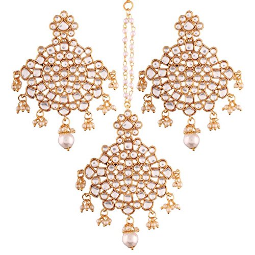 I Jewels Gold Plated Kundan & Pearl Earring Set with Maang Tikka for Women (TE2490W) (B07BMX1VCC) Amazon Price History, Amazon Price Tracker