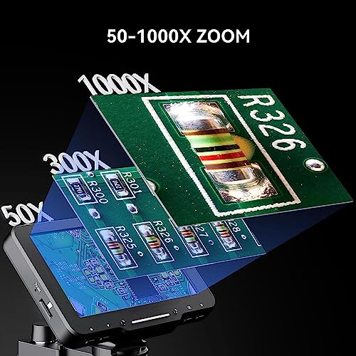Image of Tobo 1000X, 5'' LCD Digital Microscope with LED Light, 1080P Coin Magnifier Taking Photo /Video, PC Compatible with Windows /Mac TD-1014IM