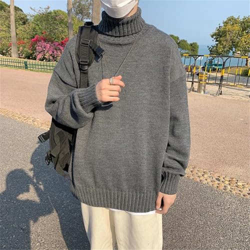 Men Loose Knitted Pullover Streetwear Mens Oversized Sweater Turtleneck Sweaters3