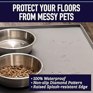 Leashbosssiliconedogfoodmatwithtallraisededgeswaterproofcatdogfeedingpadforfoodwaterbowlgrey25x17xlsiliconematpetplacemat Urban Country Home Decor Leash boss silicone dog food mat with tall raised edgeswaterproof cat dog feeding pad for food water bowlgrey 25 x 17 xl silicone mat pet placemat urban country home decor